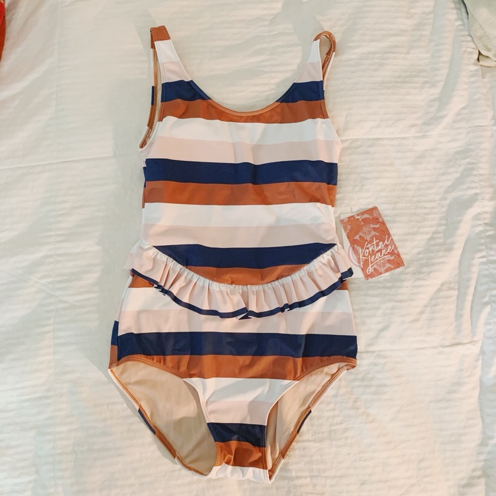 KJ Skirted One Piece in Four Stripe